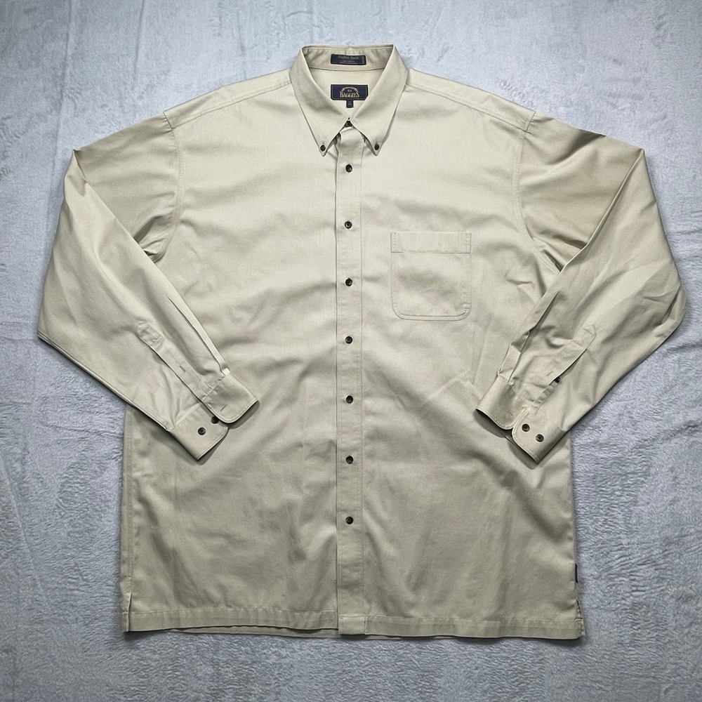 BD Baggies Button Down Shirt Mens XL Tall Khaki Tan Perfect Twill Long Sleeve